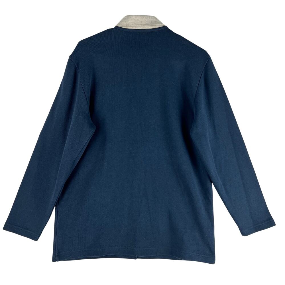 Lizsport Womens Fresh Picked Florals Cardigan Jacket M Navy Blue Cotton NWT - Picture 2 of 10